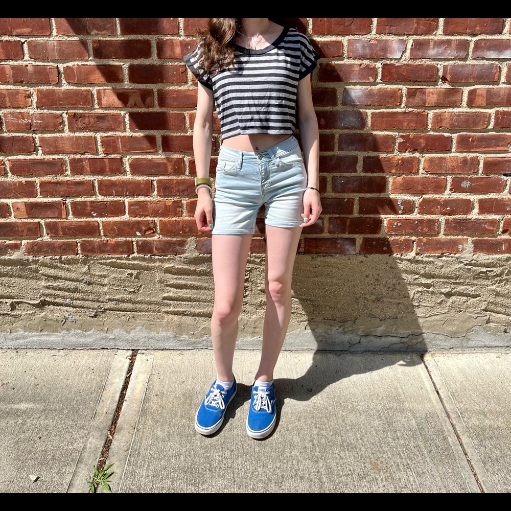 Grey striped Zenana Outfitters crop top